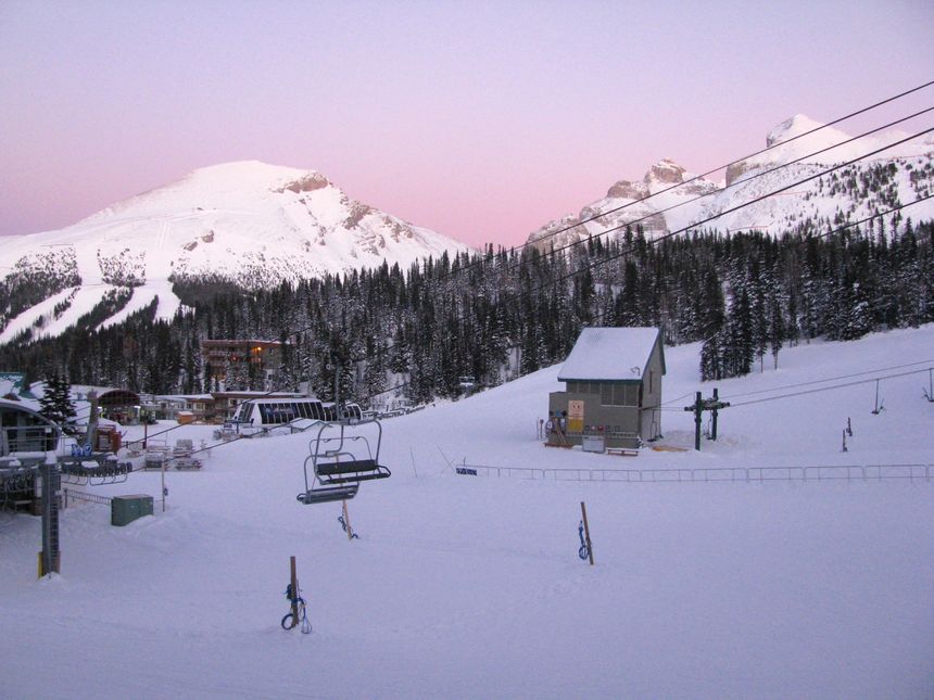 dusk at the base of Banff Sunshine