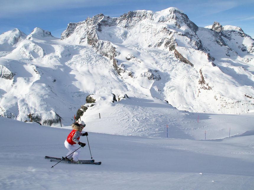 skiing groomers Zermatt ski resort Switzerland