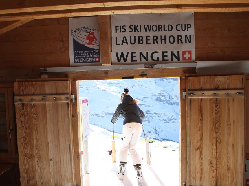 beginning of Lauberhorn ski run Grindelwald Wengen